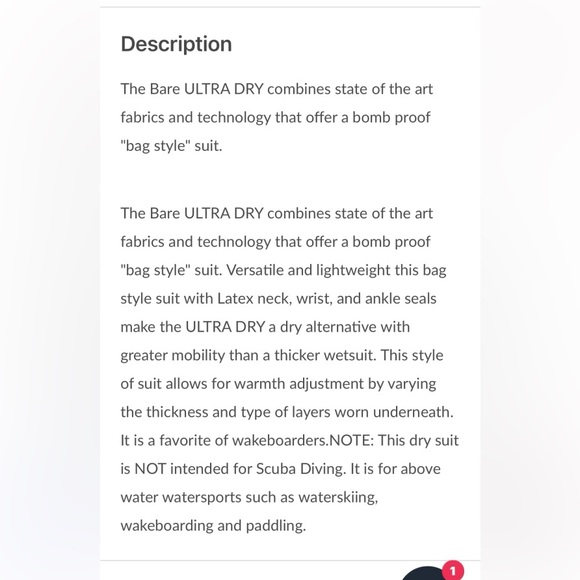 🐦⬛EUC Bare ULTRA DRY Suit XS Adult - Picture 4 of 5